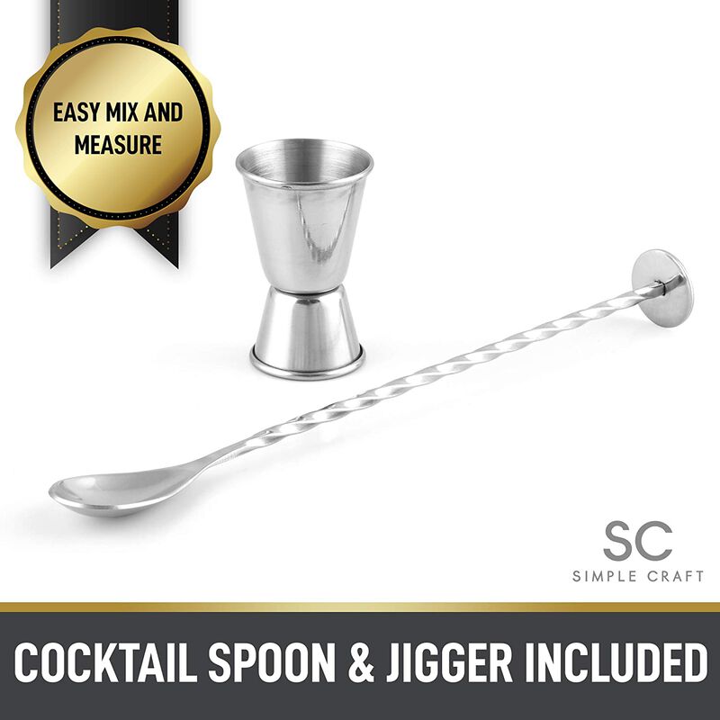 Stainless Steel Cocktail Shaker With Spoon and Jigger