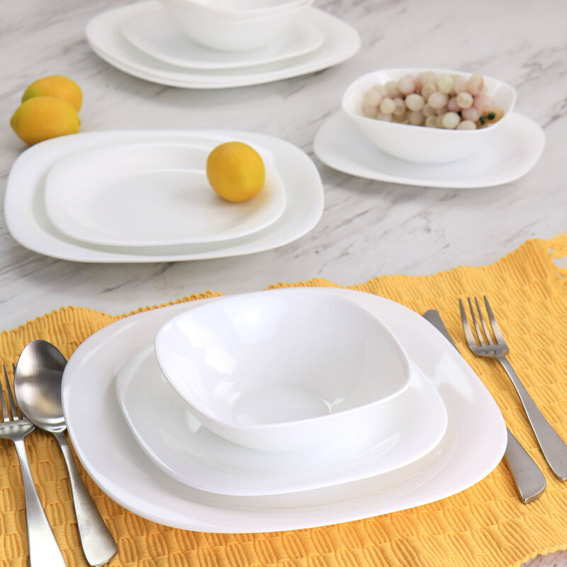 Ultra Plazza 12 Piece Tempered Opal Glass Dinnerware Set in White