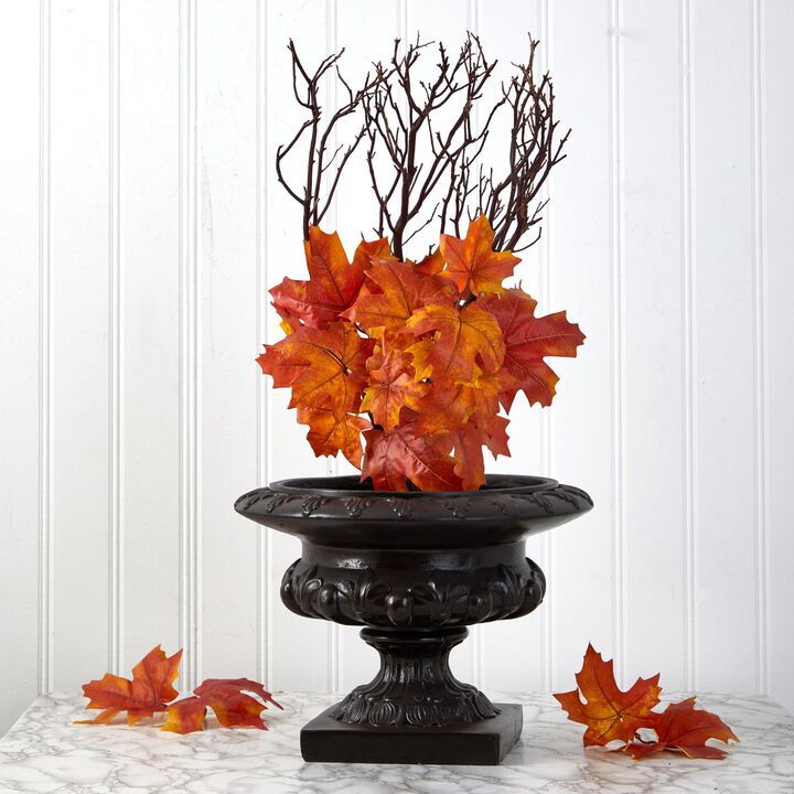 Nearly Natural 18-in Autumn Maple Leaf Artificial Flower (Set of 2)