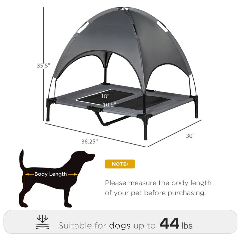Elevated Portable Dog Cot Cooling Pet Bed With UV Protection Canopy Shade, 36 inch