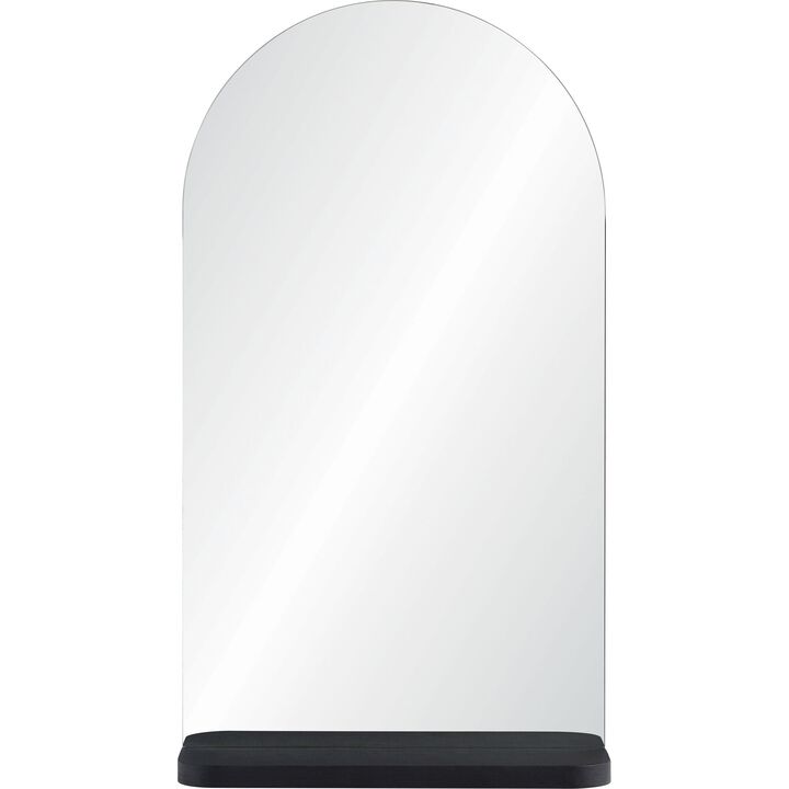 36" Clear Finished Unframed Wall Mirror with Shelf