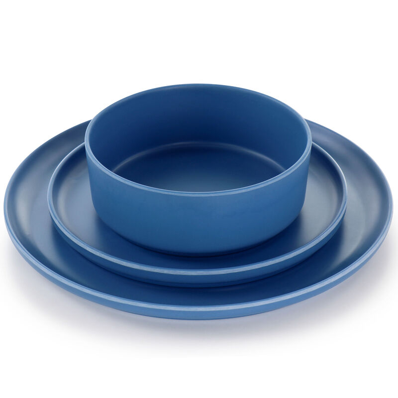 Gibson Home Canyon Crest 12 Piece Round Melamine Dinnerware Set in Blue