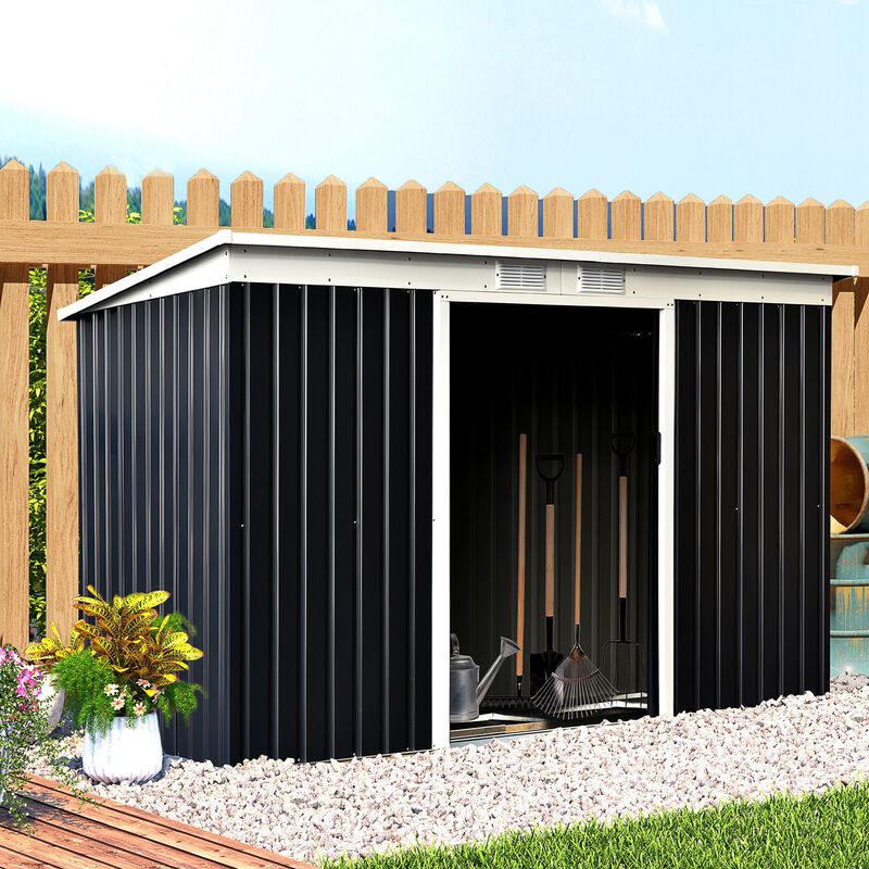9' x 4.5' x 5.5' Outdoor Rust-Resistant Metal Garden Vented Storage Shed with Spacious Layout & Durable Construction, Grey