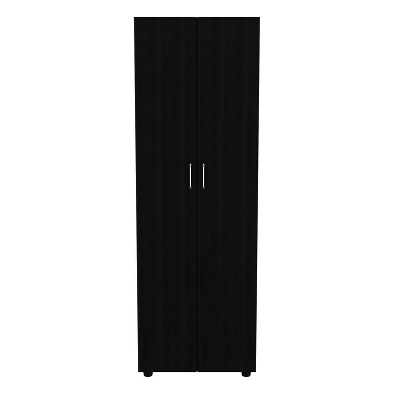 DEPOT E-SHOP London Armoire, Two Shelves, Rod, Double Door Cabinet Armoire, Black