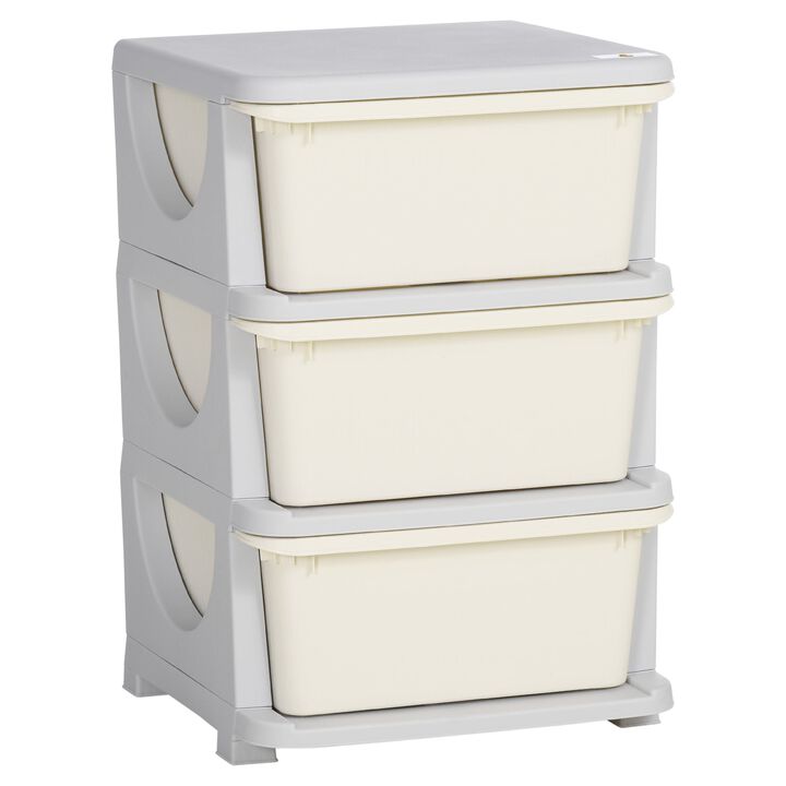 3 Tier Kids Storage Unit Dresser Tower with Drawers Chest Toy Organizer for Bedroom Nursery Kindergarten Living Room for Toddlers, Cream White