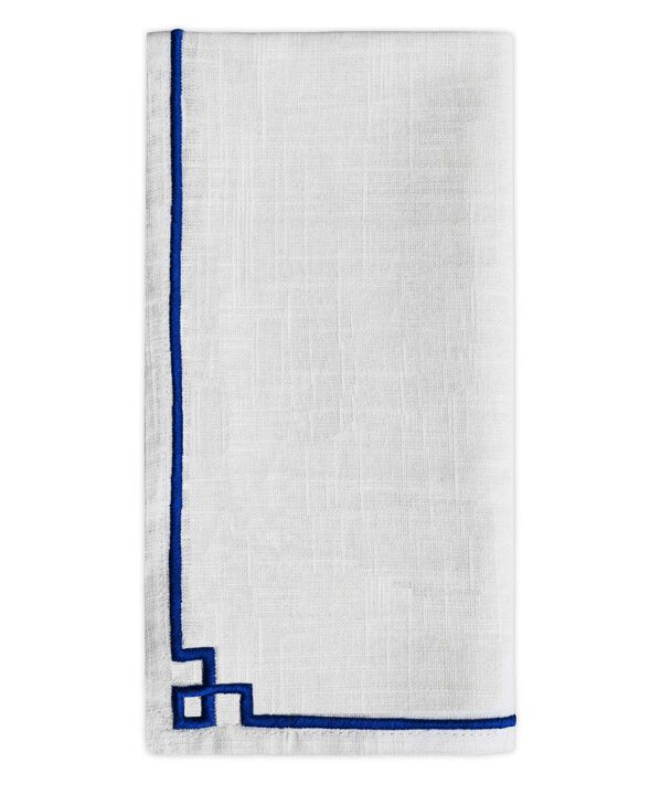 20" Table Cloth Napkins Set of 4 with Blue Embroiderey (Off White)