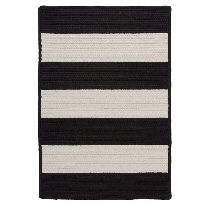 15' x 20' Black Striped All Purpose Handcrafted Reversible Rectangular Outdoor Area Throw Rug