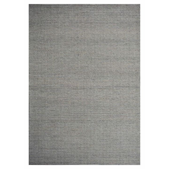 7.75' x 9.5' Gray Solid Hand Woven Rectangular Wool Area Throw Rug