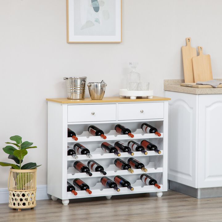 Modern Wine Storage Cabinet with 28-Bottle Wine Rack - White