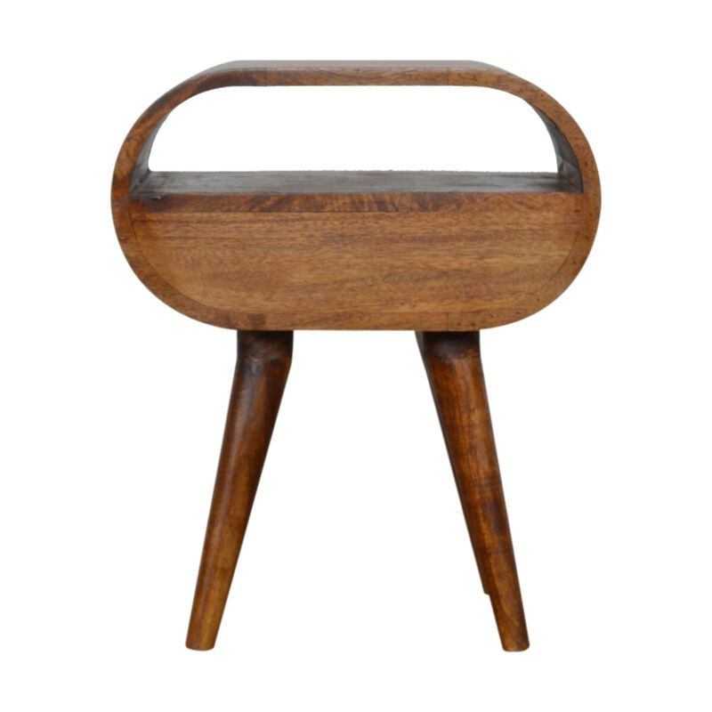 Chestnut Circular Nightstand with Open Slot