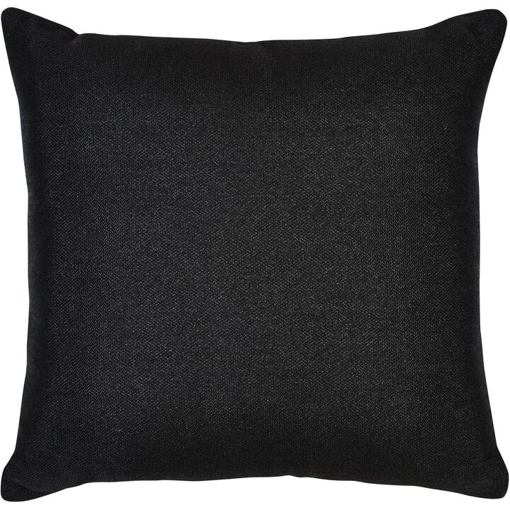22" Black Solid Square Outdoor Patio Throw Pillow