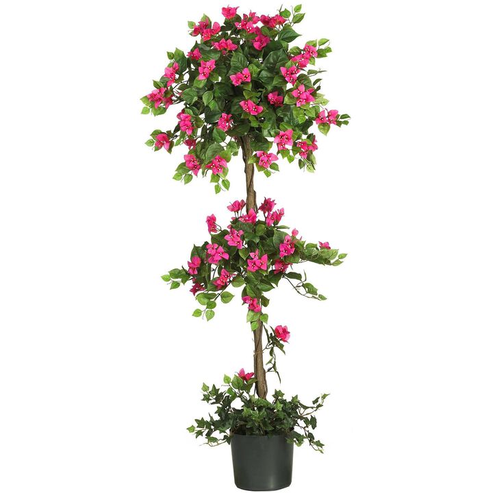 Nearly Natural 5-ft Bougainvillea Topiary Tree w/743 Lvs