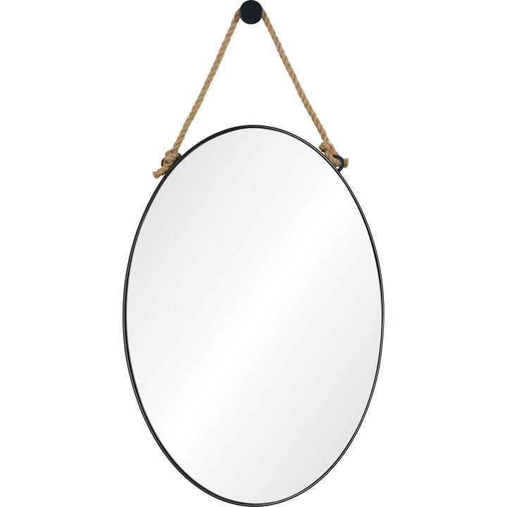42" Matte Black Finished Framed Oval Glass Wall Mirror