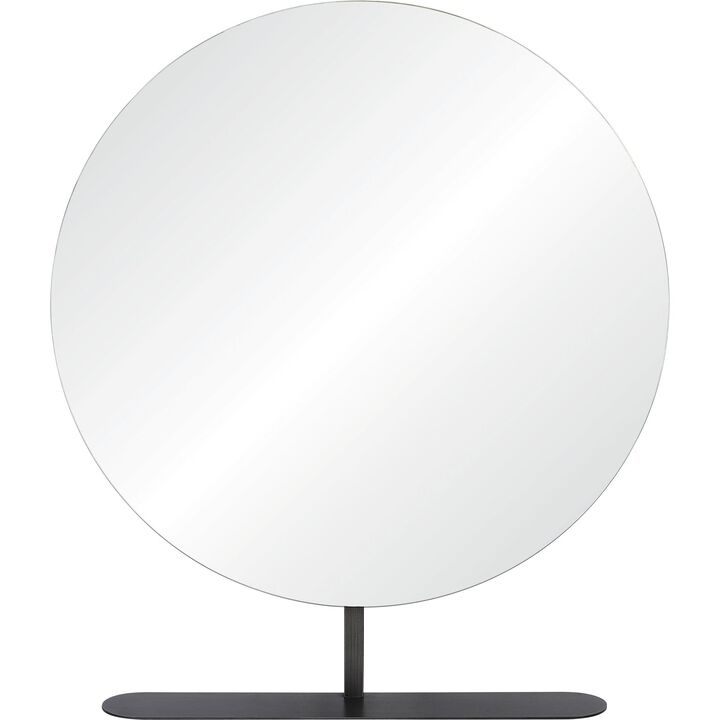 35" Charcoal Gray Traditional Oval Unframed Wall Mirror