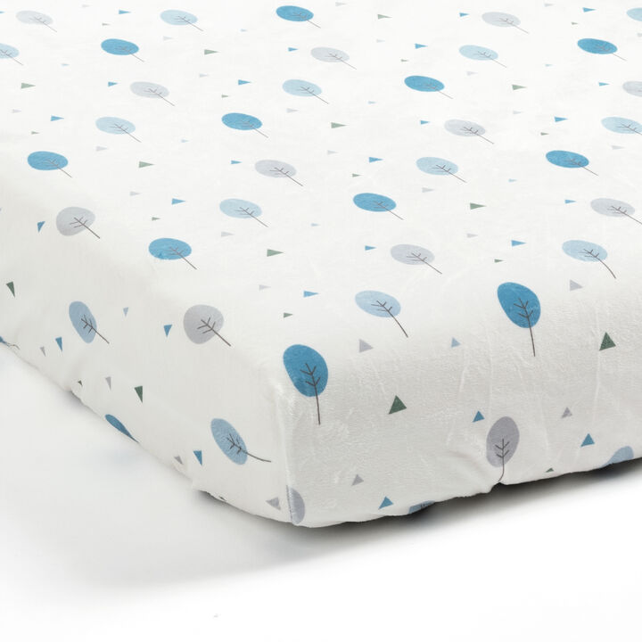 Dinosaurs Roar Allover Trees Soft Micro Plush Fitted Crib Sheet Dusty Teal/Gray Single 28X52X9