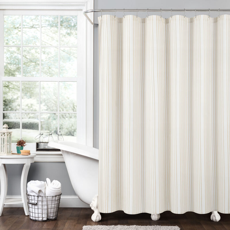 Farmhouse Drew Stripe Silver-Infused Antimicrobial Shower Curtain