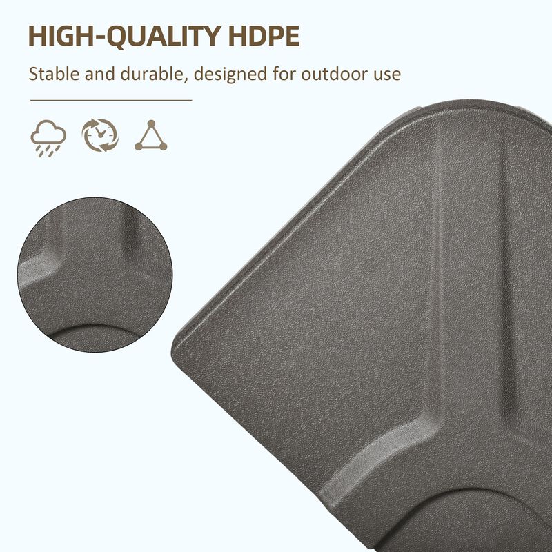 4-Piece 175lb Cantilever Patio Umbrella Base Weights for Offset Hanging Umbrella, HDPE Water or Sand Filled Umbrella Weights for Cross Base Stand, Brown