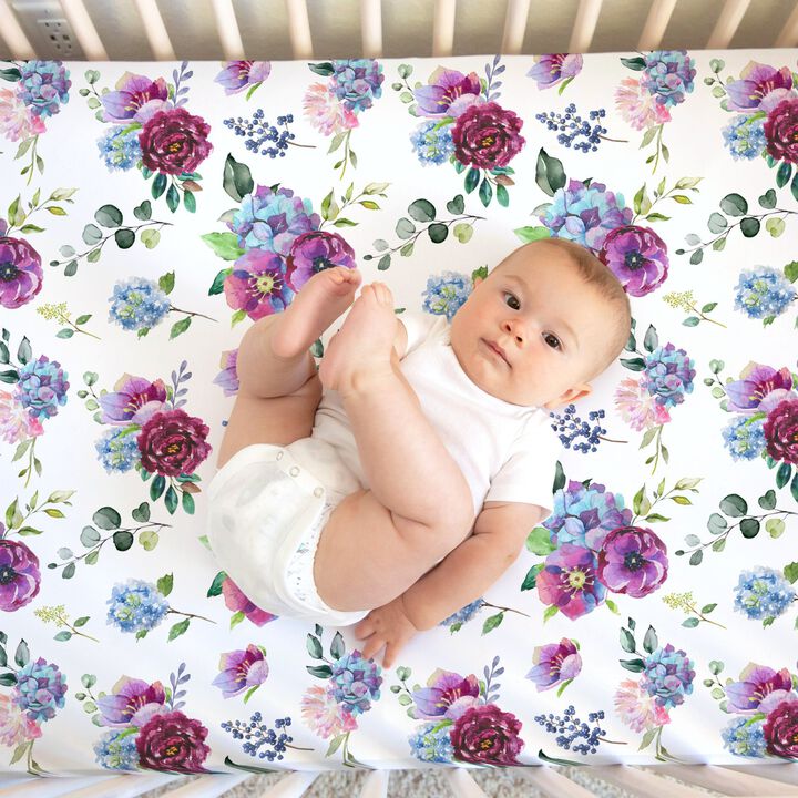 Super Soft Fitted Crib Sheet - Blue Floral