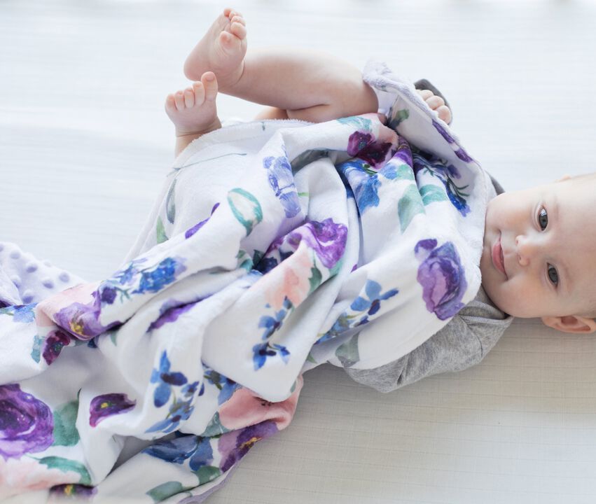 Honey Lemonade - Premium Baby & Toddler Minky Blanket (Purple & Blush Floral)