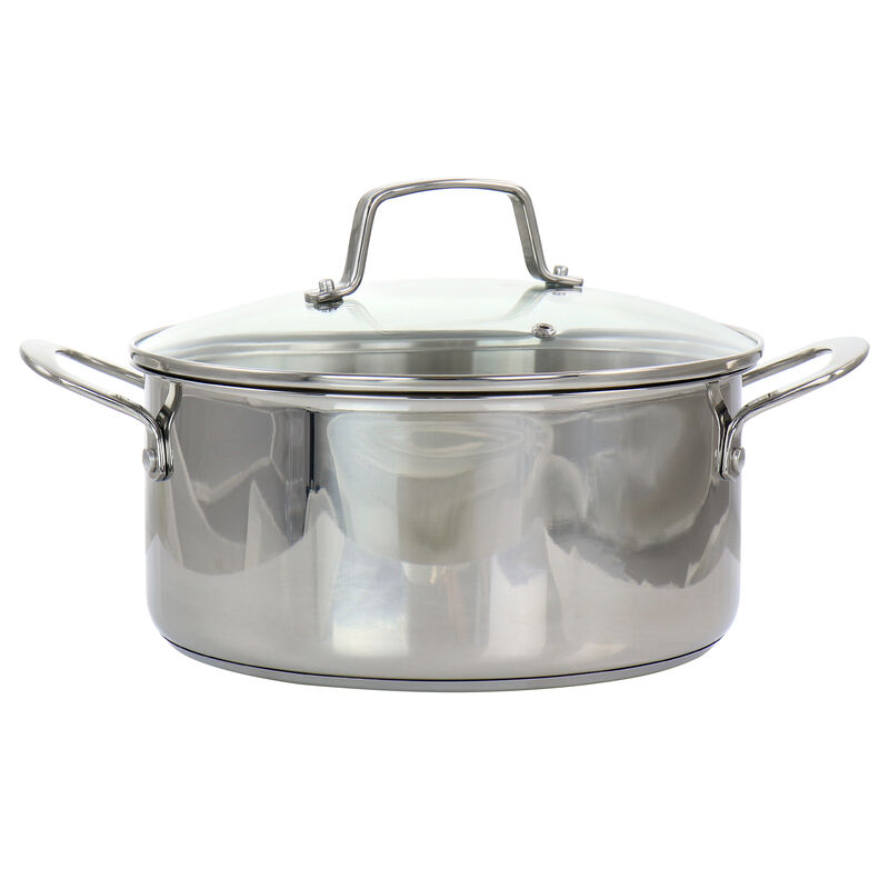 Martha Stewart 5 Quart Stainless Steel Dutch Oven with Vented Glass Lid