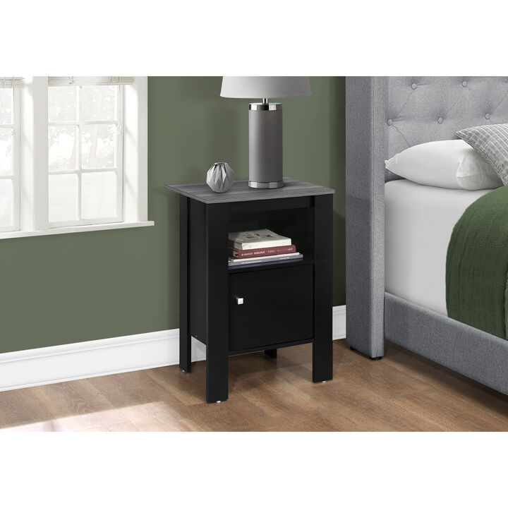 Monarch Specialties I 2134 Accent Table, Side, End, Nightstand, Lamp, Storage, Living Room, Bedroom, Laminate, Black, Grey, Transitional