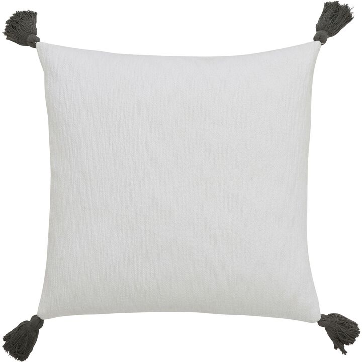 22" White and Gray Solid Square Throw Pillow