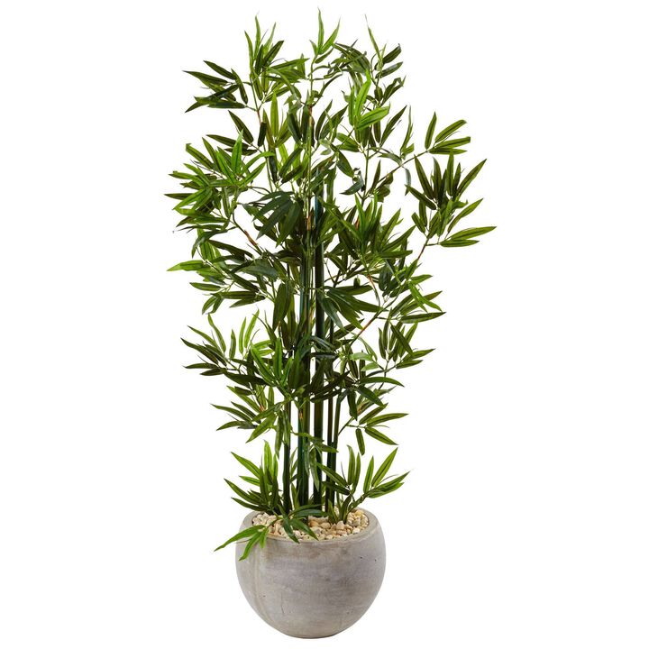 Nearly Natural 4-ft Bamboo Tree in Sand Colored Bowl