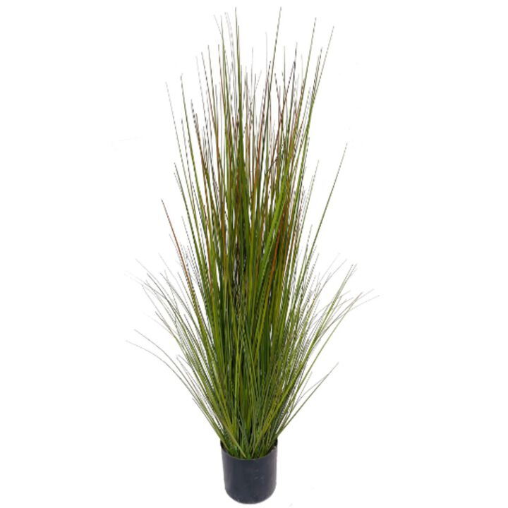 Artificial 4' Grass Bush in Black Pot - Lifelike Faux Greenery Decor, Indoor Outdoor Plant, Low Maintenance, UV Resistant, Top-Quality Home & Garden Accent