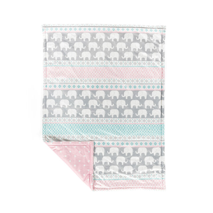 Elephant Stripe Reversible Soft & Plush Oversized Blanket Single
