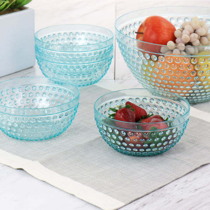 Gibson Home Plastic Bowl Set with Serving Bowl in Light Blue