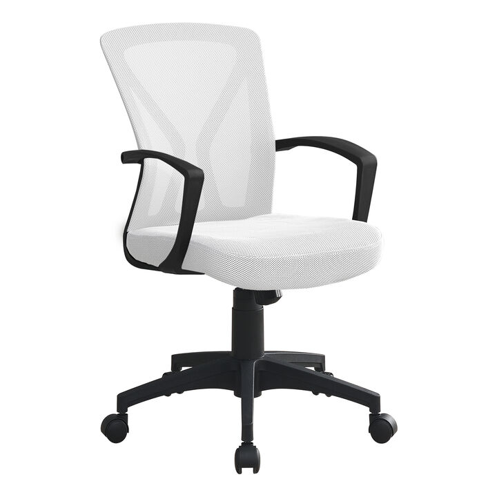 Monarch Specialties I 7341 Office Chair, Adjustable Height, Swivel, Ergonomic, Armrests, Computer Desk, Work, Metal, Fabric, White, Black, Contemporary, Modern