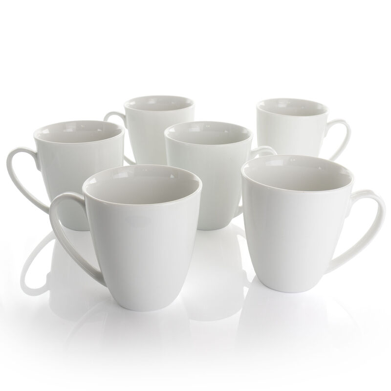 Elama Rosales 6 Piece 12 Ounce Porcelain Mug Set in White