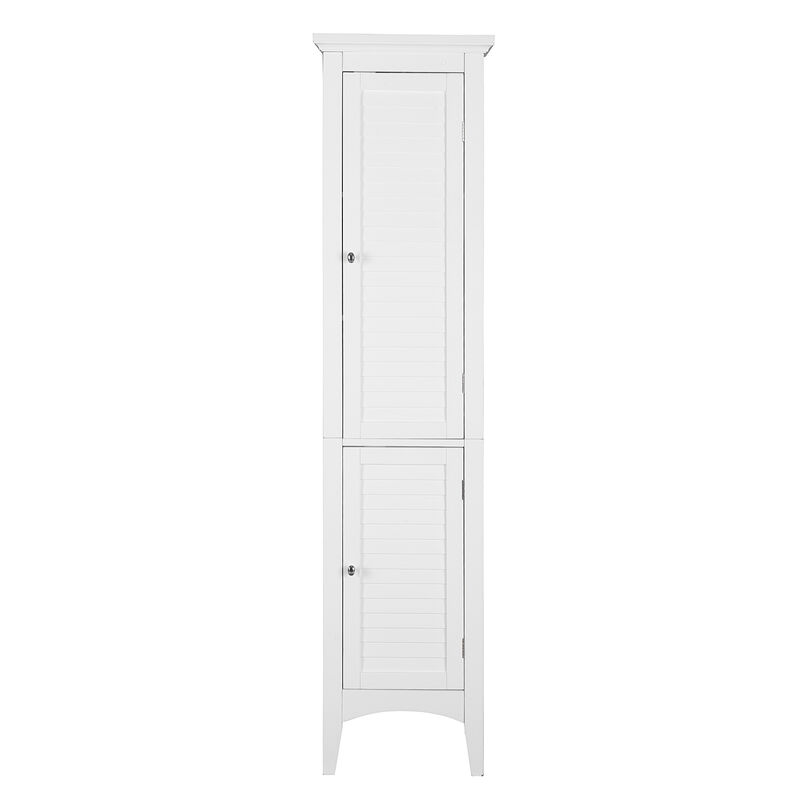 Teamson Home Glancy Two Shutter Doors Wooden Tall Tower Storage Cabinet White