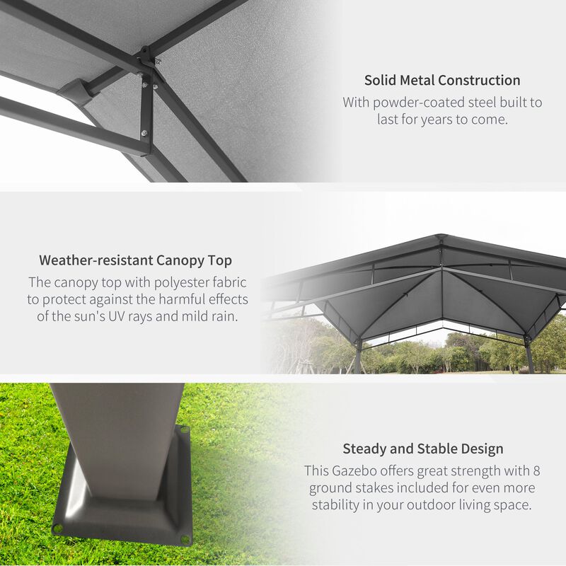 10' x 10' Soft Top Patio Gazebo Outdoor Canopy with Unique Geometric Design, Steel Frame, & Weather Roof Grey