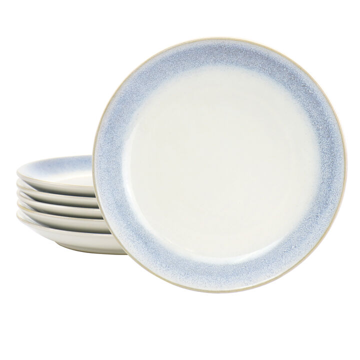Martha Stewart Blue Rim 8.25 Inch 6 Piece Stoneware Salad Plate Set in Blue