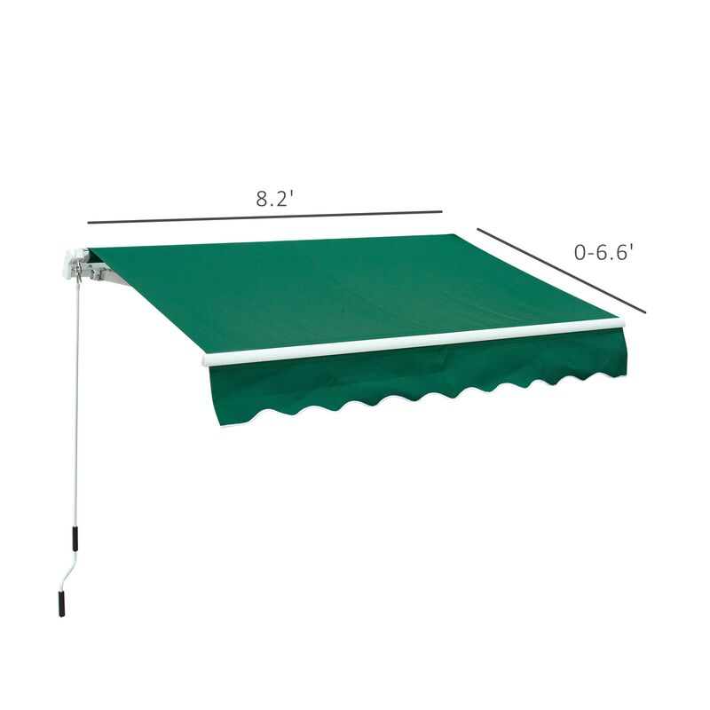 8' x 7' Patio Manual Retractable Awning Outdoor Patio Sun Shade w/ Crank Handle Deck Window Cover  Green
