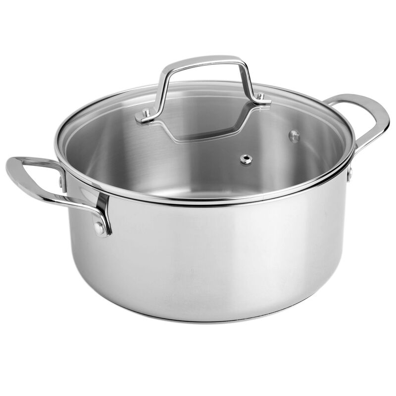 Martha Stewart 5 Quart Stainless Steel Dutch Oven with Vented Glass Lid
