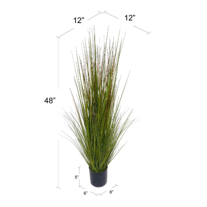 Artificial 4' Grass Bush in Black Pot - Lifelike Faux Greenery Decor, Indoor Outdoor Plant, Low Maintenance, UV Resistant, Top-Quality Home & Garden Accent
