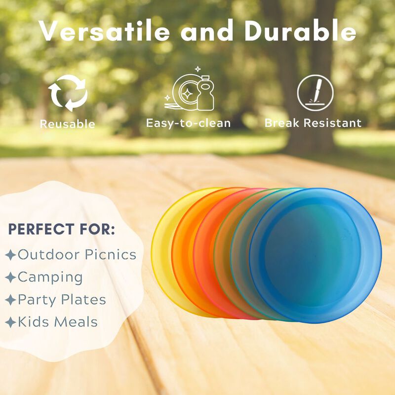 Colorful Plastic, Reusable 12 Piece Dinnerware Set