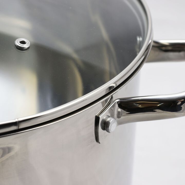 Oster Adenmore 16 Quart Stainless Steel Stock Pot With Tempered Glass Lid