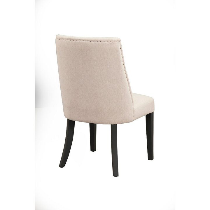 Fabric Upholstered Parson Chairs Set Of 2 Cream And Black-Benzara