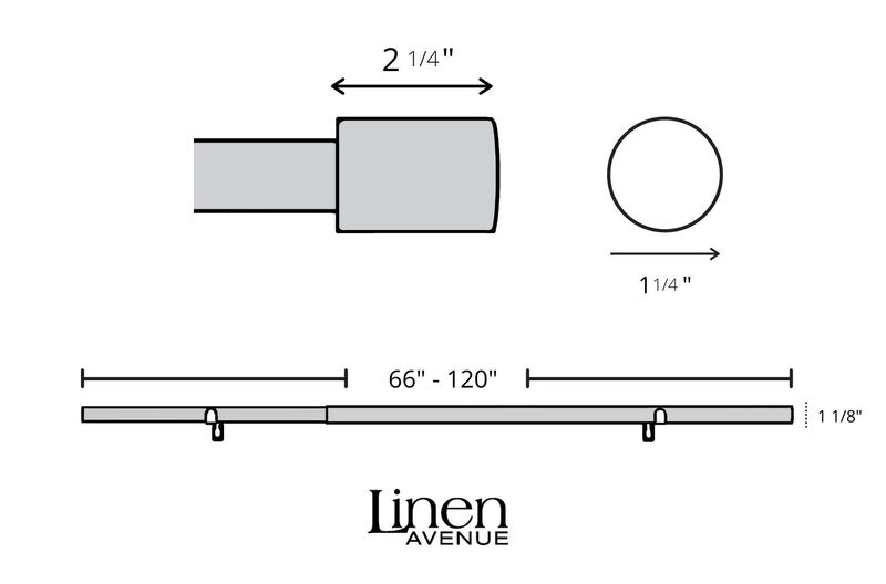 Linen Avenue Cylinder Double Window Curtain Rod Set