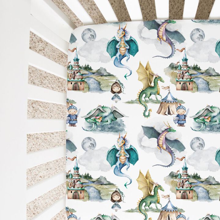 Super Soft Fitted Crib Sheet - Dragons & Knights