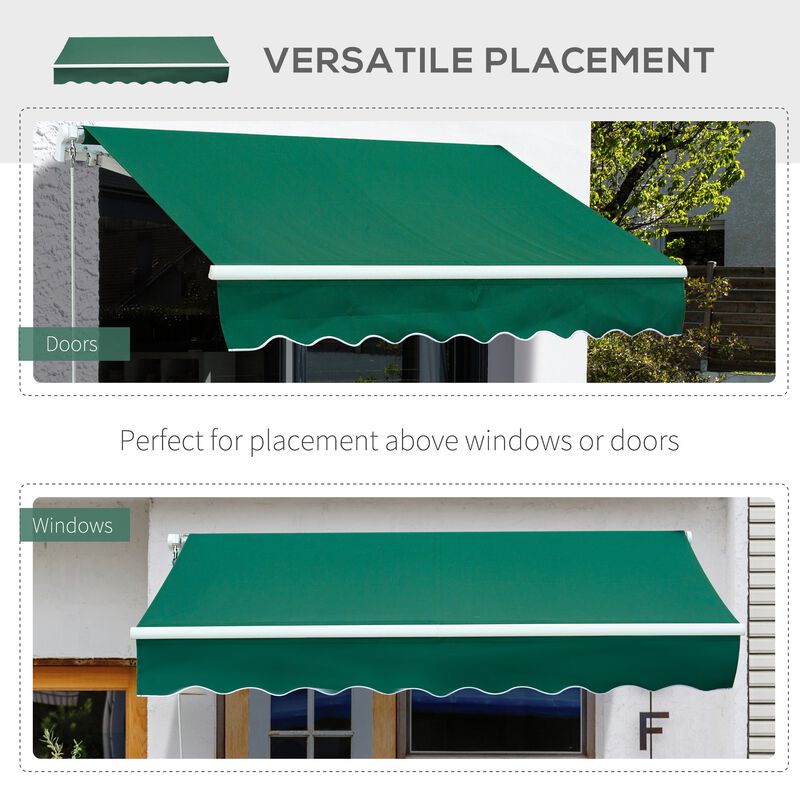 8' x 7' Patio Manual Retractable Awning Outdoor Patio Sun Shade w/ Crank Handle Deck Window Cover  Green