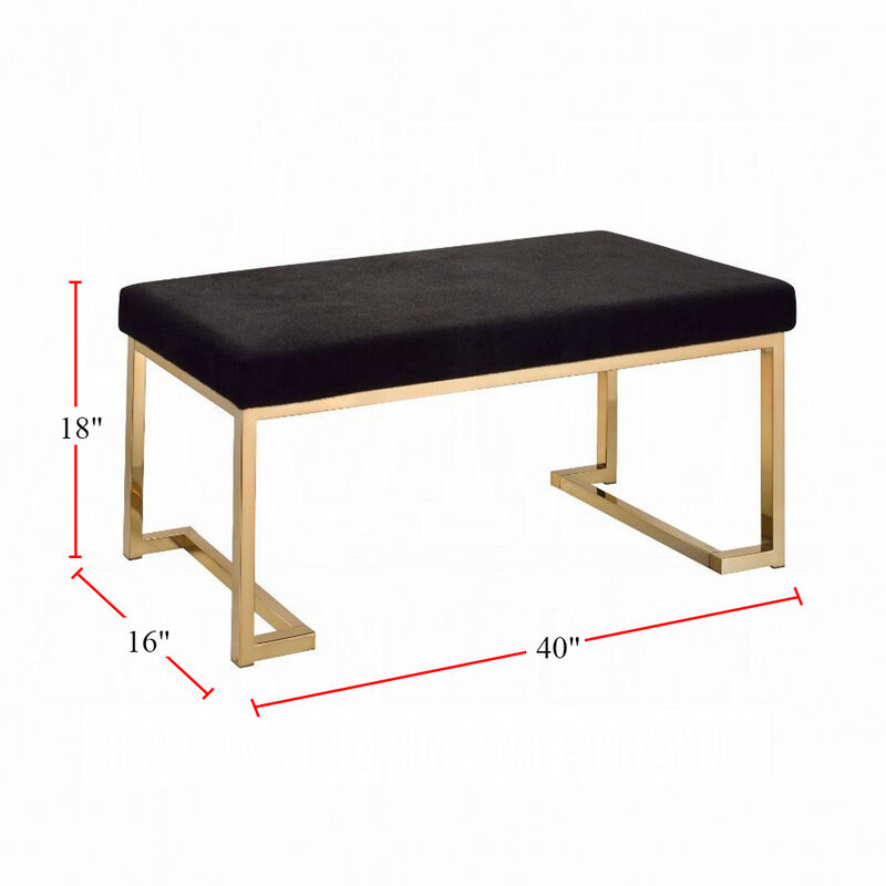 Fabric Bench in Black and Champagne Finish