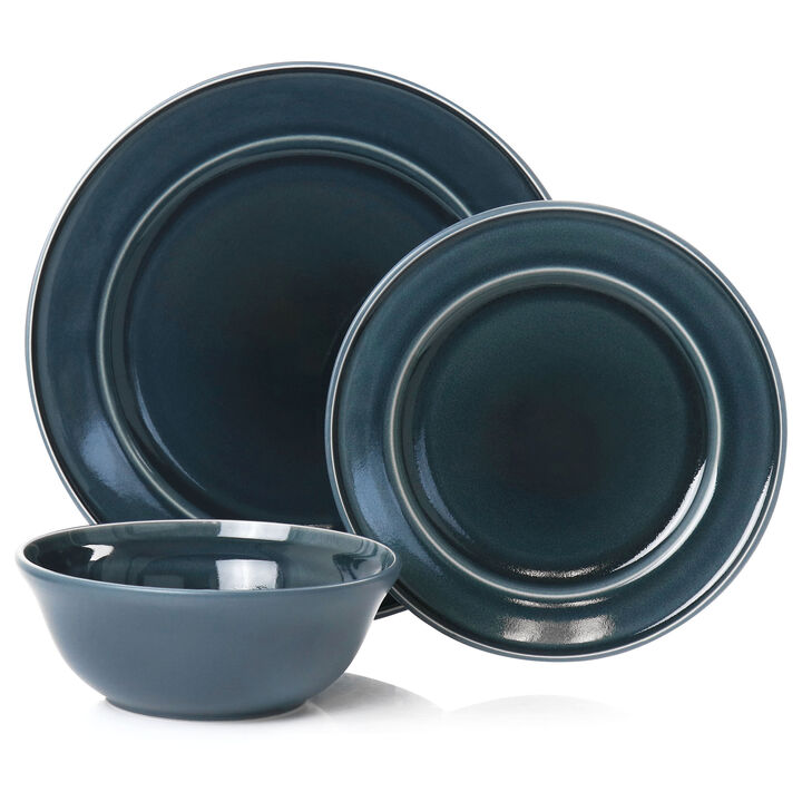 Martha Stewart 12 Piece Speckle Glaze Stoneware Dinnerware Set in Blue