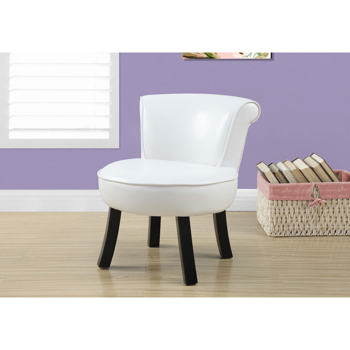 Monarch Specialties I 8155 Juvenile Chair, Accent, Kids, Upholstered, Pu Leather Look, White, Contemporary, Modern