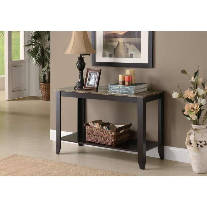 Monarch Specialties I 7983S Accent Table, Console, Entryway, Narrow, Sofa, Living Room, Bedroom, Laminate, Brown Marble Look, Transitional