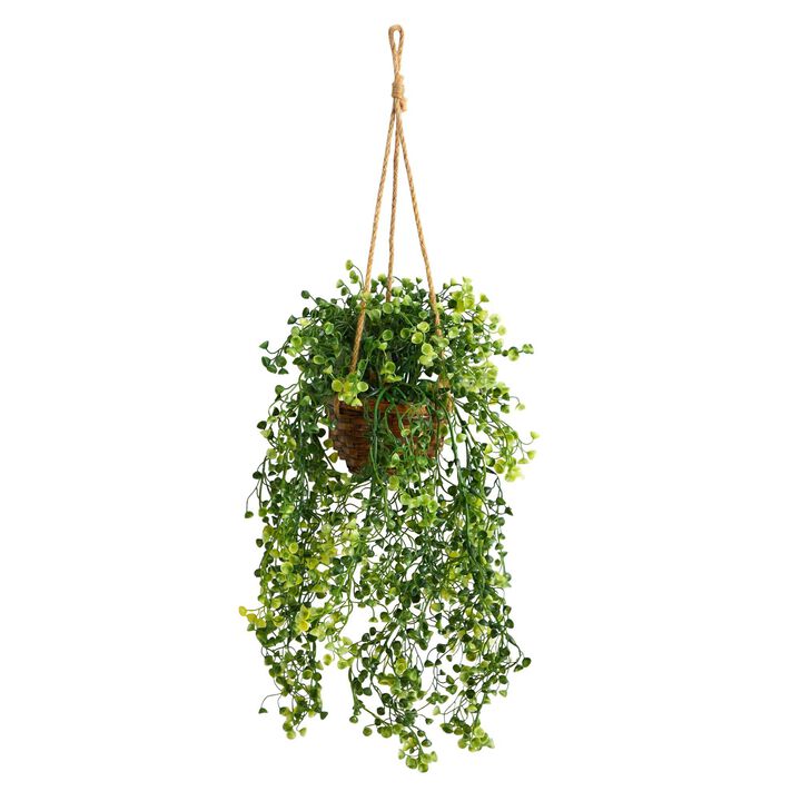 Nearly Natural 20-in Baby Tear Artificial Plant in Hanging Basket