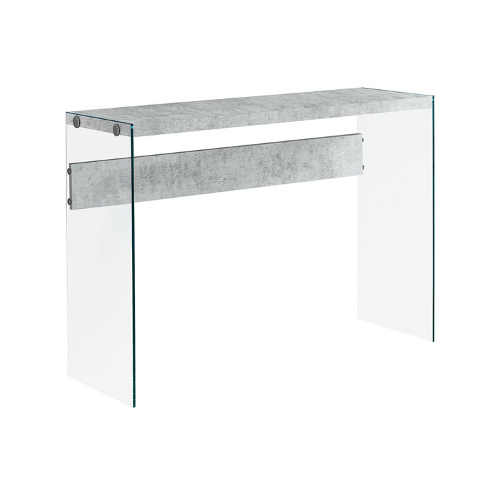 Monarch Specialties I 3232 Accent Table, Console, Entryway, Narrow, Sofa, Living Room, Bedroom, Tempered Glass, Laminate, Grey, Clear, Contemporary, Modern